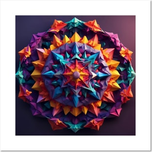 Colorful Mandala Origami Art Posters and Art